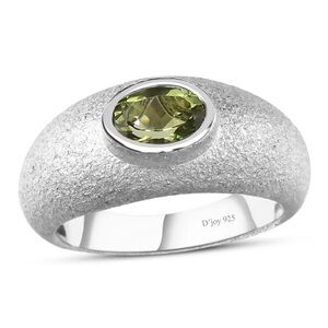 NWT Nigerian Green Tourmaline Solitaire in Sandblasted Platinum over .925 WOW!